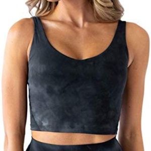 Kamo Fitness Ellyn Tank Top Crop Sports Bra - BLACK TIE DYE - Size L